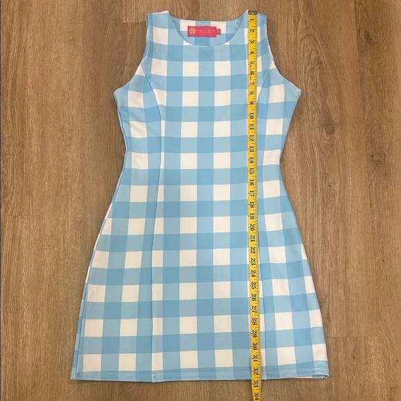Margaret Josephs Blue and White Checkered Summer Sleeveless Mini Dress size S - Picture 8 of 9